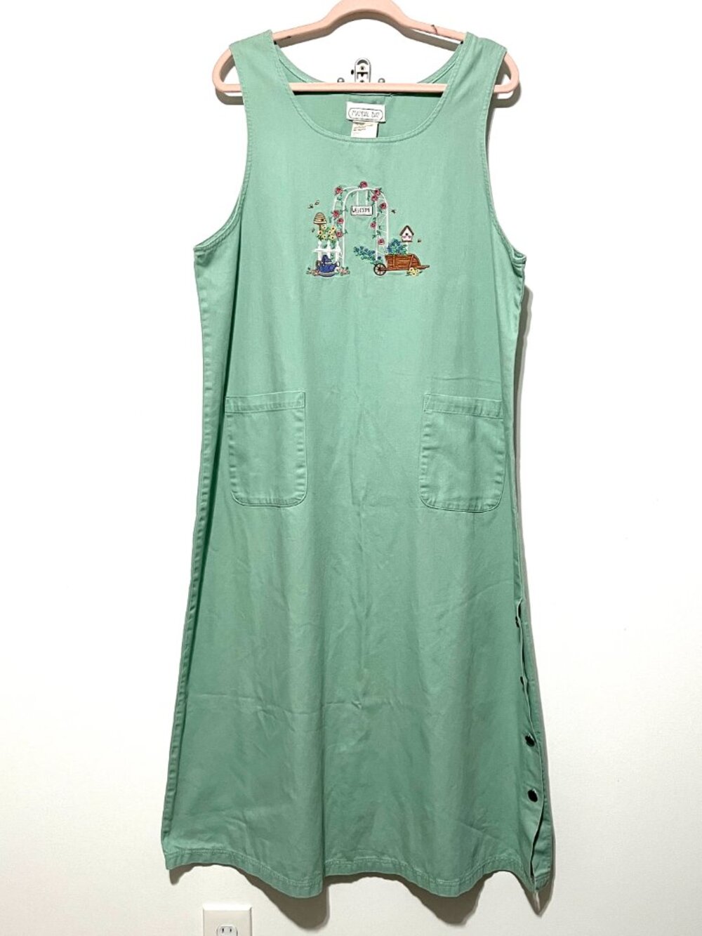 Womens Embroidered Maxi Jumper Dress XXL Cotton Cottagecore Garden Whimsical - Picture 2 of 9